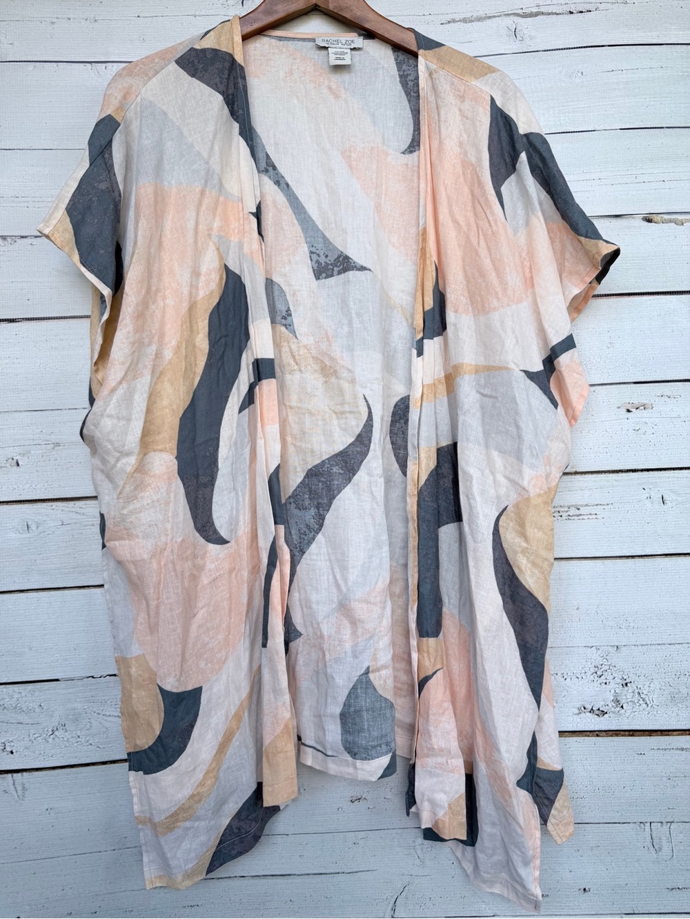 Rachel Zoe Abstract Geometric Print Open Front Kimono Cardigan One Size
